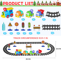 Funwee Steam Track Train magnetic connection enables quick, secure car linking.