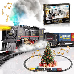 Funwee steam train set under the Christmas tree creates festive play
