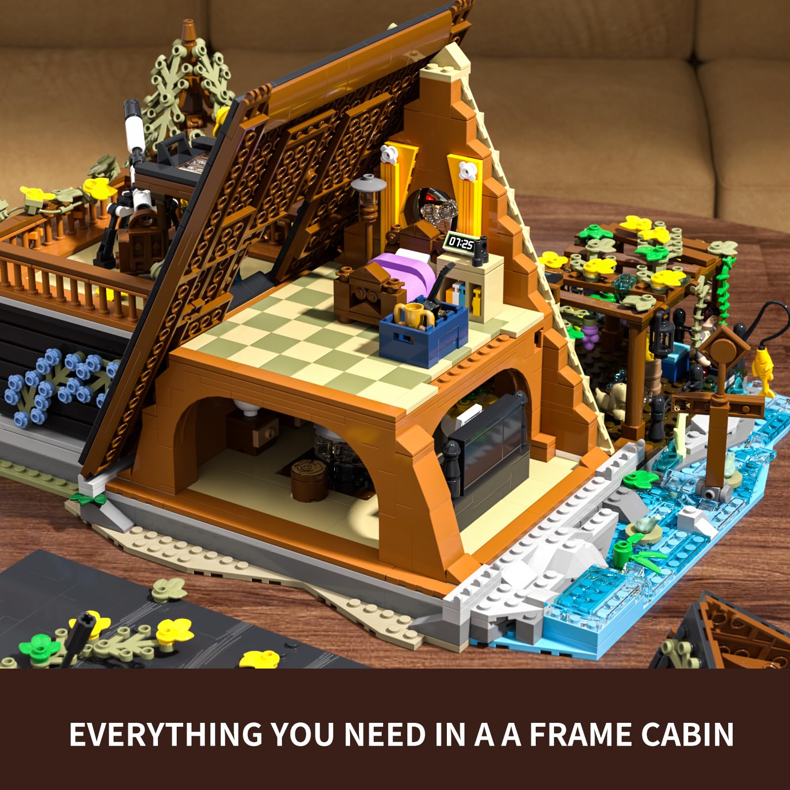 FUNWHOLE A-Frame cabin in-progress build showcases detail and scale.
