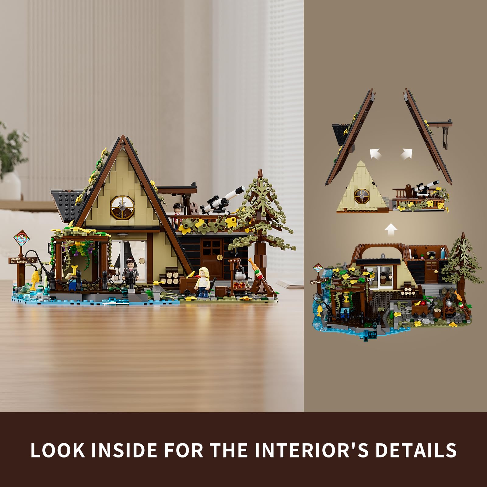 FUNWHOLE A-Frame cabin round window detail highlights design inspiration.