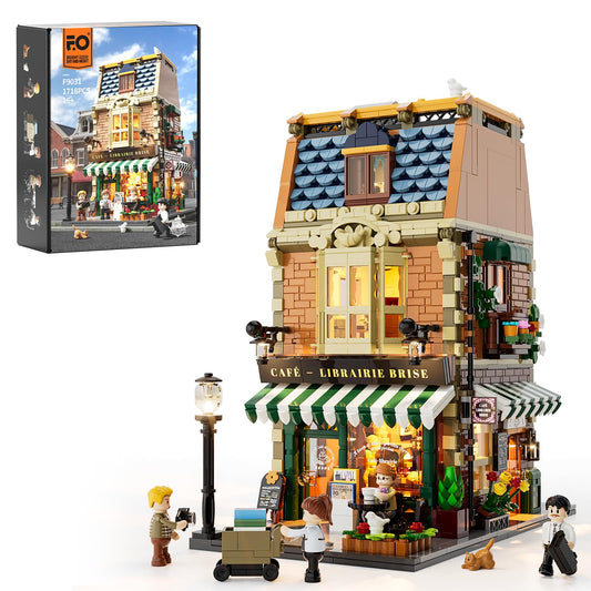 FUNWHOLE Book-Cafe lighting set front view highlights warm ambient glow for display.