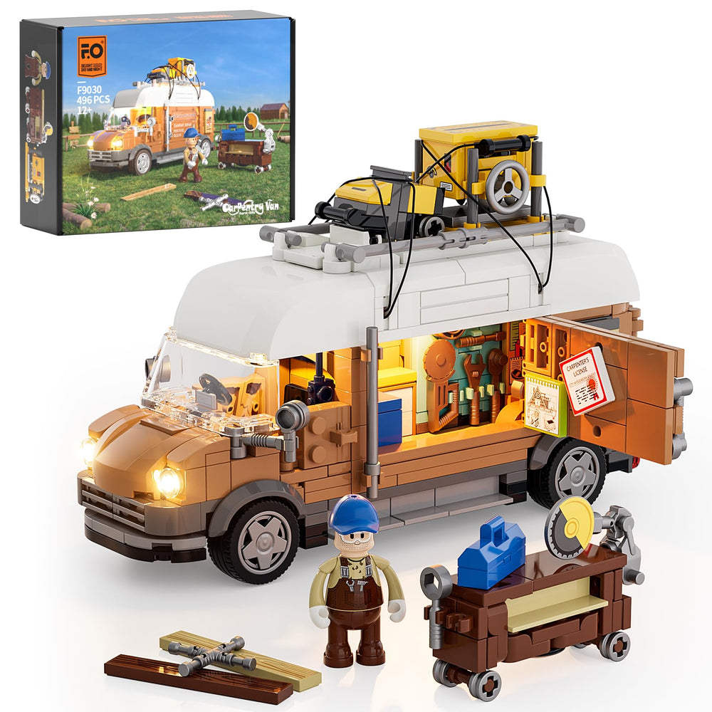 FUNWHOLE Carpentry Van front lights enhance display realism and visibility