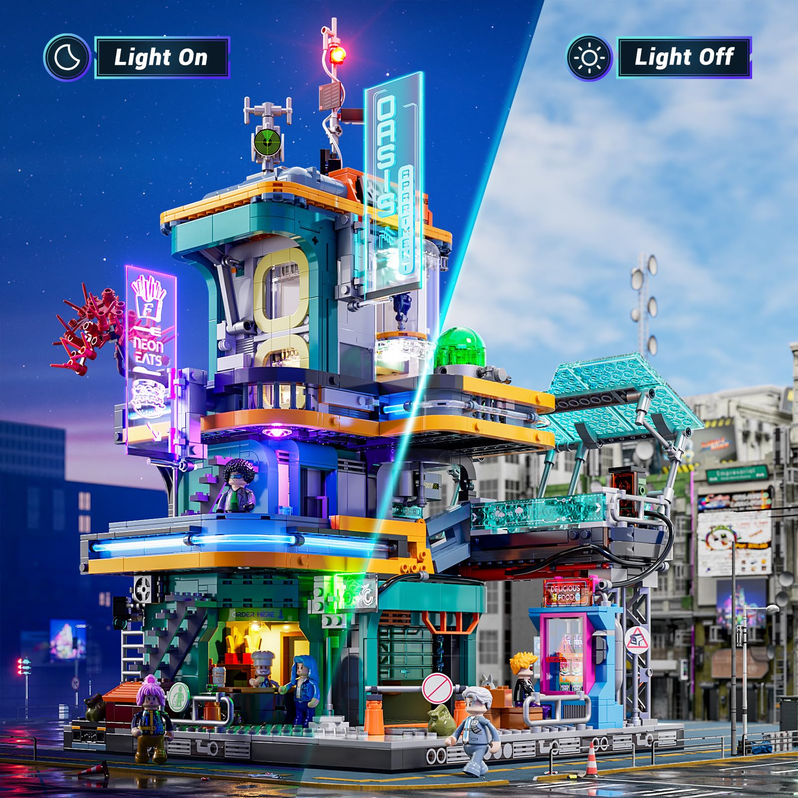 FUNWHOLE Cyberpunk Mansion detachable floors for easy setup and maintenance.