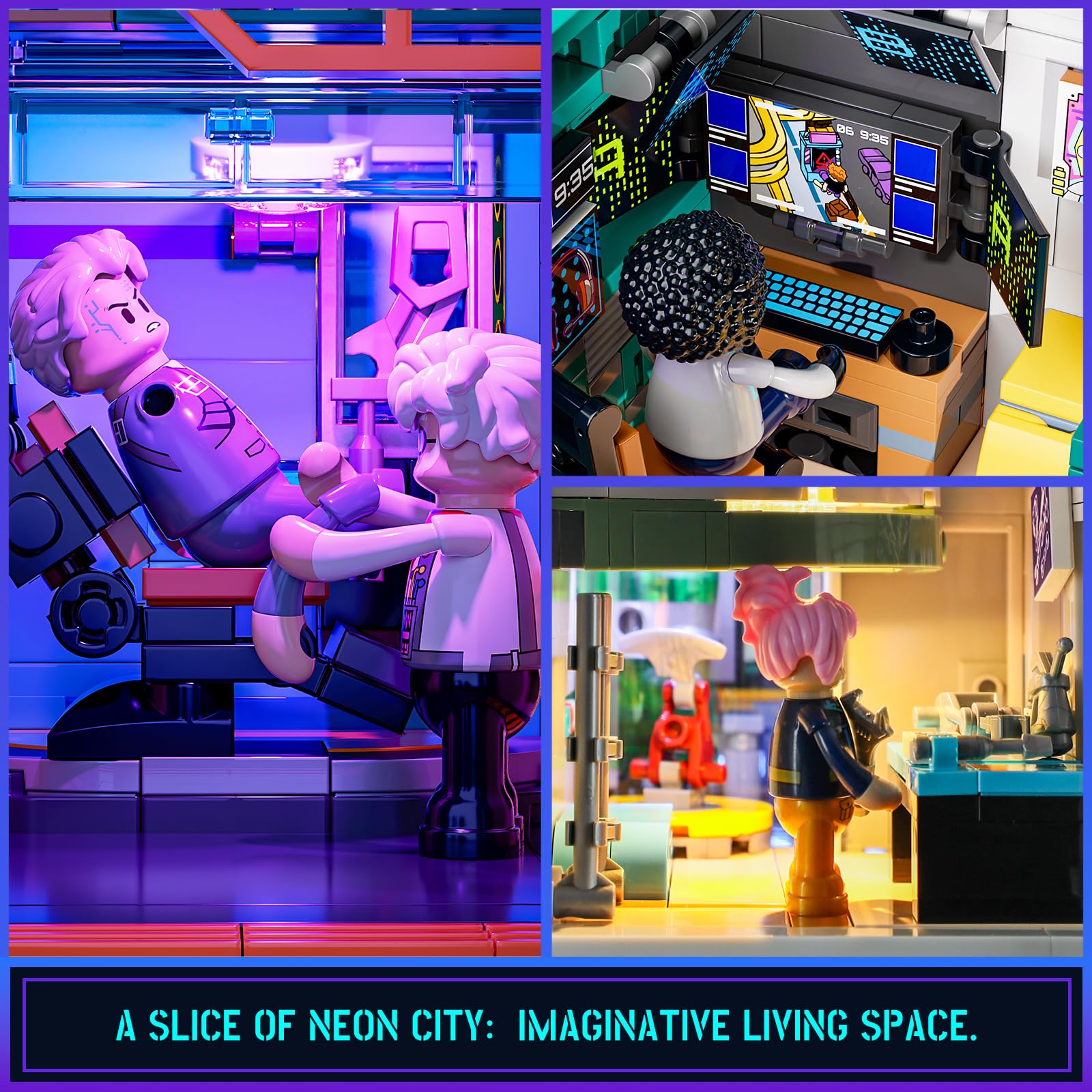 FUNWHOLE Cyberpunk Mansion Oasis Apartments showcase a green seedling detail.