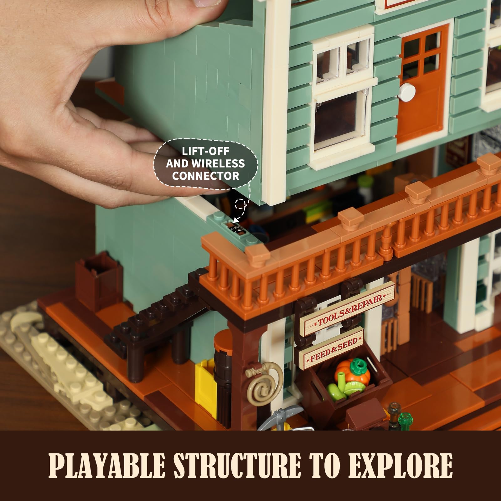 FUNWHOLE Delivery Wagon and Signs add lively commerce ambiance to your town setup.