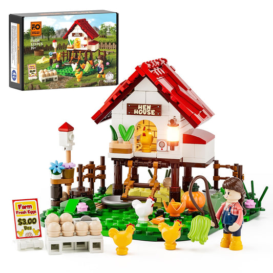 FUNWHOLE Farm Hen-House Lighting Strings illuminate a cozy farm scene