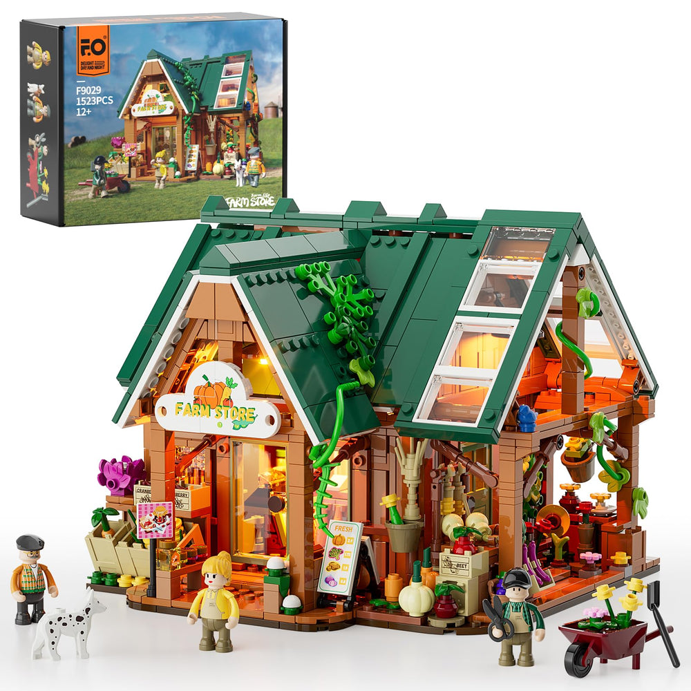 Funwhole Farm-Store exterior porch lights enhance display and ambiance.