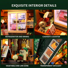 Funwhole Farm-Store fridge light adds cool, realistic ambiance for pretend shopping.