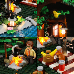 Funwhole Lookout Campground minifigures exploring the campsite