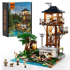 Funwhole Lookout Campground tower with minifigures for imaginative display