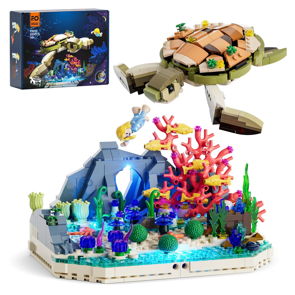 FUNWHOLE Turtle-rotatable-head figure for lifelike ocean poses and display.