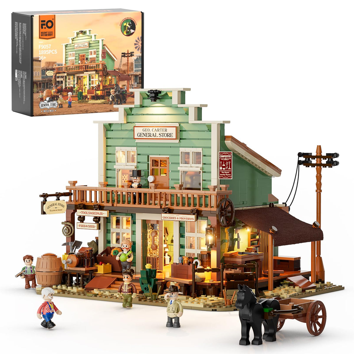 FUNWHOLE Western General Store Front showcases authentic Old West architecture for nostalgic display.