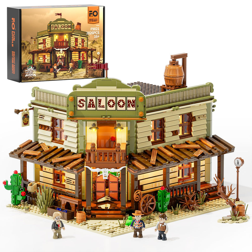 FUNWHOLE Western-Saloon Lighting front view shows authentic Western design for display.
