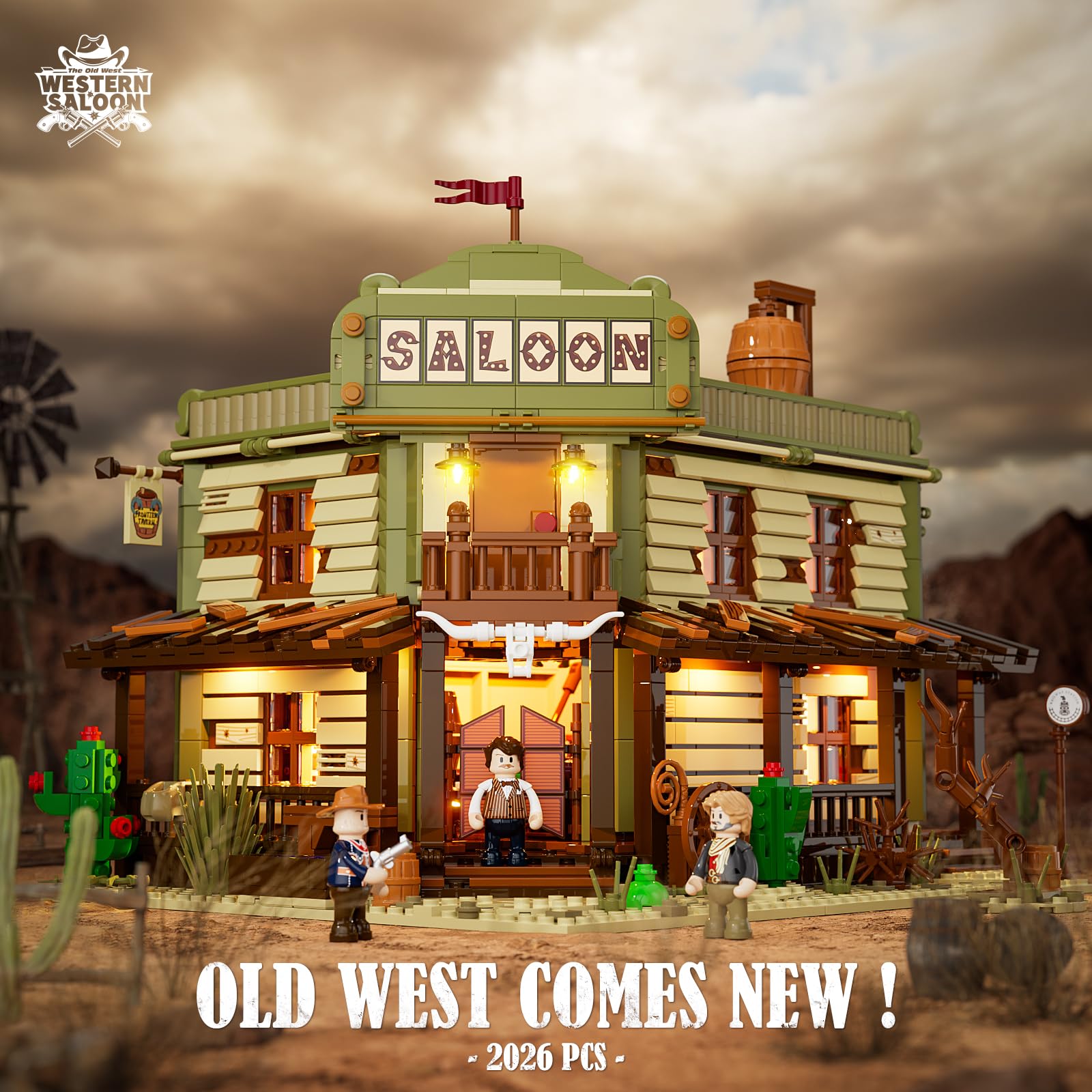 FUNWHOLE Western-Saloon Lighting side view highlights architectural depth and texture.