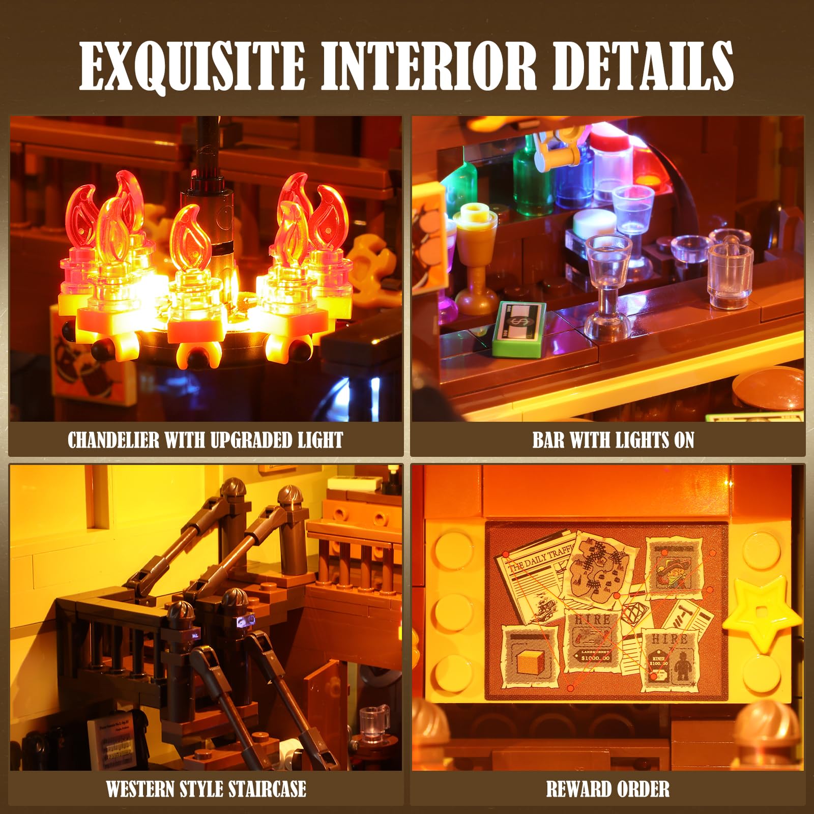 FUNWHOLE Western-Saloon Lighting wine barrels detail adds rustic realism for collectors.