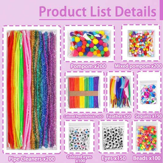 FUNZBO craft kit with pom-poms for colorful crafts and sensory projects