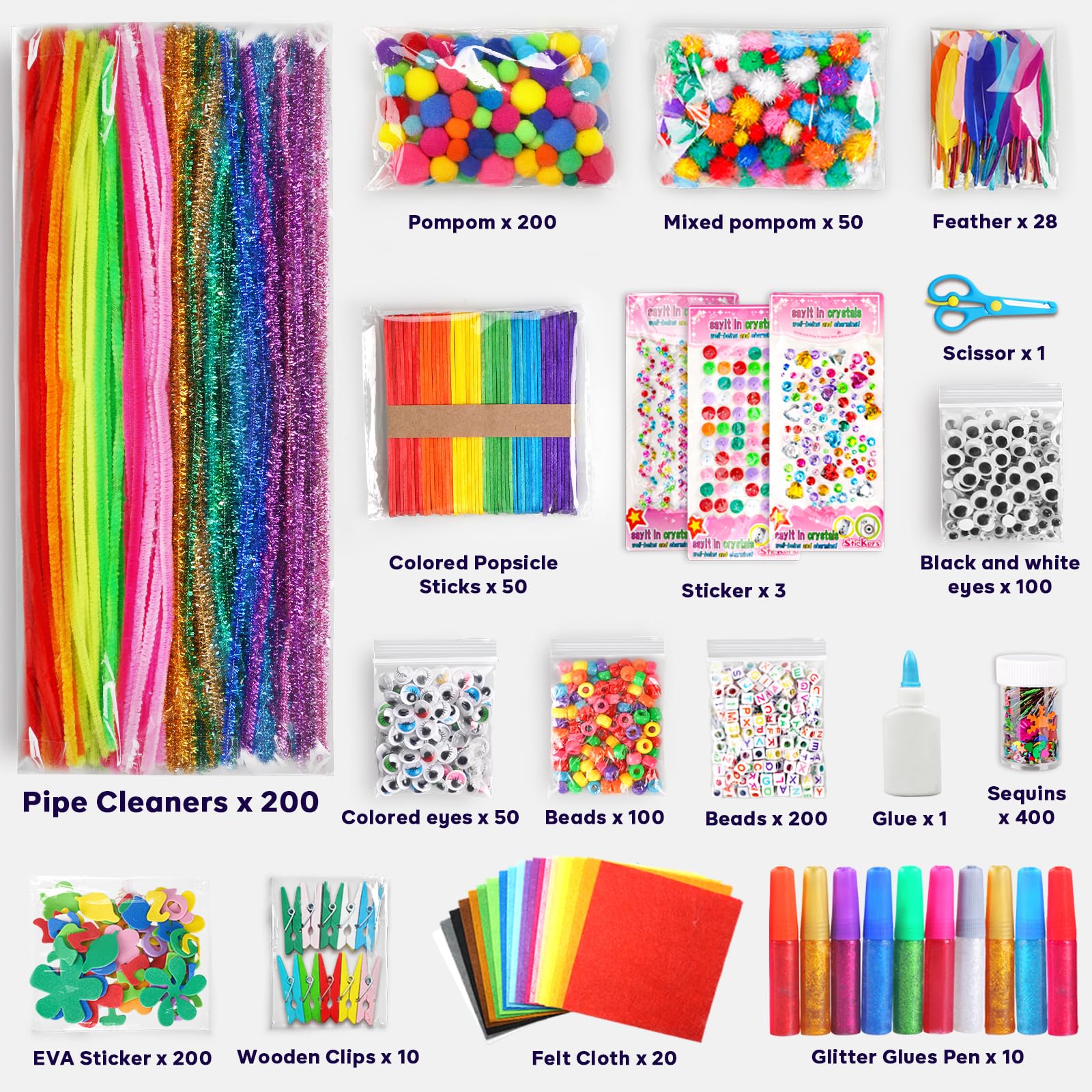 FUNZBO kids craft kit includes popsicle sticks for sturdy, versatile designs.