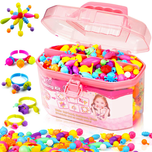 FUNZBO pop beads 650pcs pack showcases vibrant pieces for creative jewelry making.