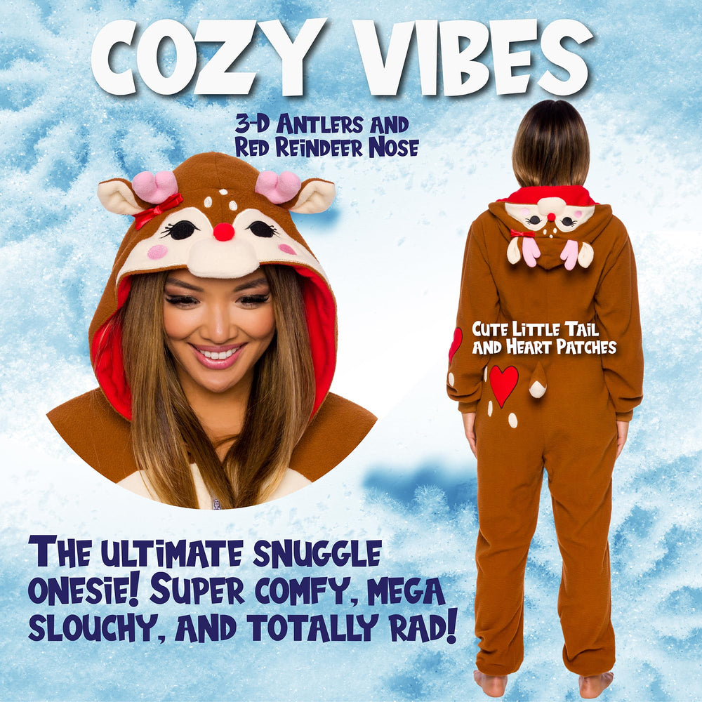 Funziez Reindeer Costume hood detail, warm and cute holiday style