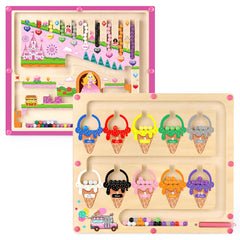 Funzooka ice-cream maze board promotes color and number learning on the go.
