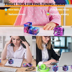 FUOOO carry case included with fidget cube set; keeps essentials organized.