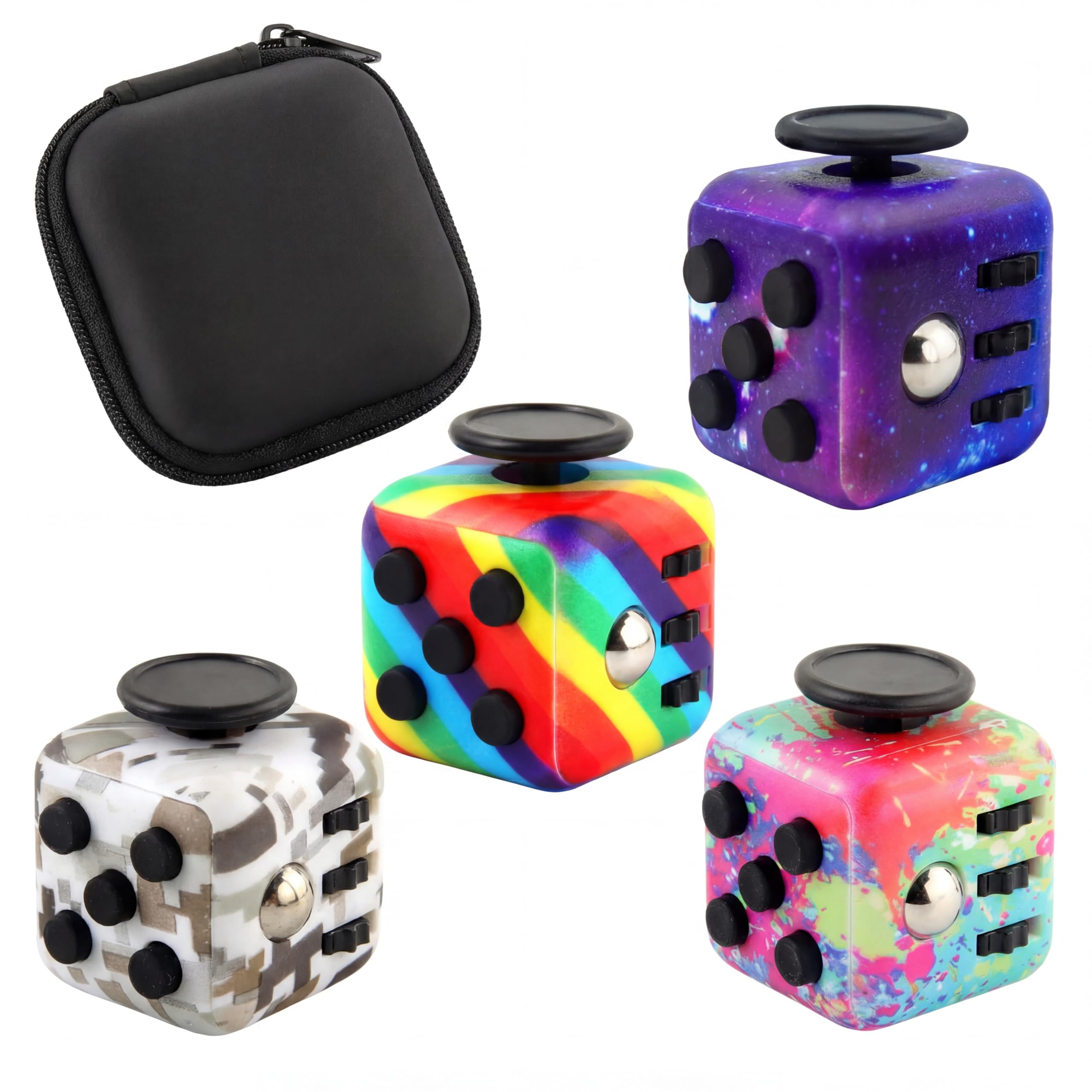 FUOOO 4-pack fidget cube stress relief toy, compact anxiety relief on the go.