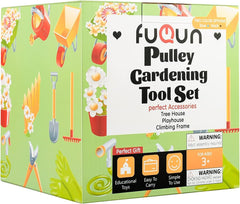 Backyard playground setup featuring FUQUN pulley system for imaginative play.