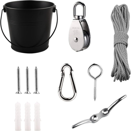 FUQUN treehouse pulley system with bucket cable ready for backyard adventures.