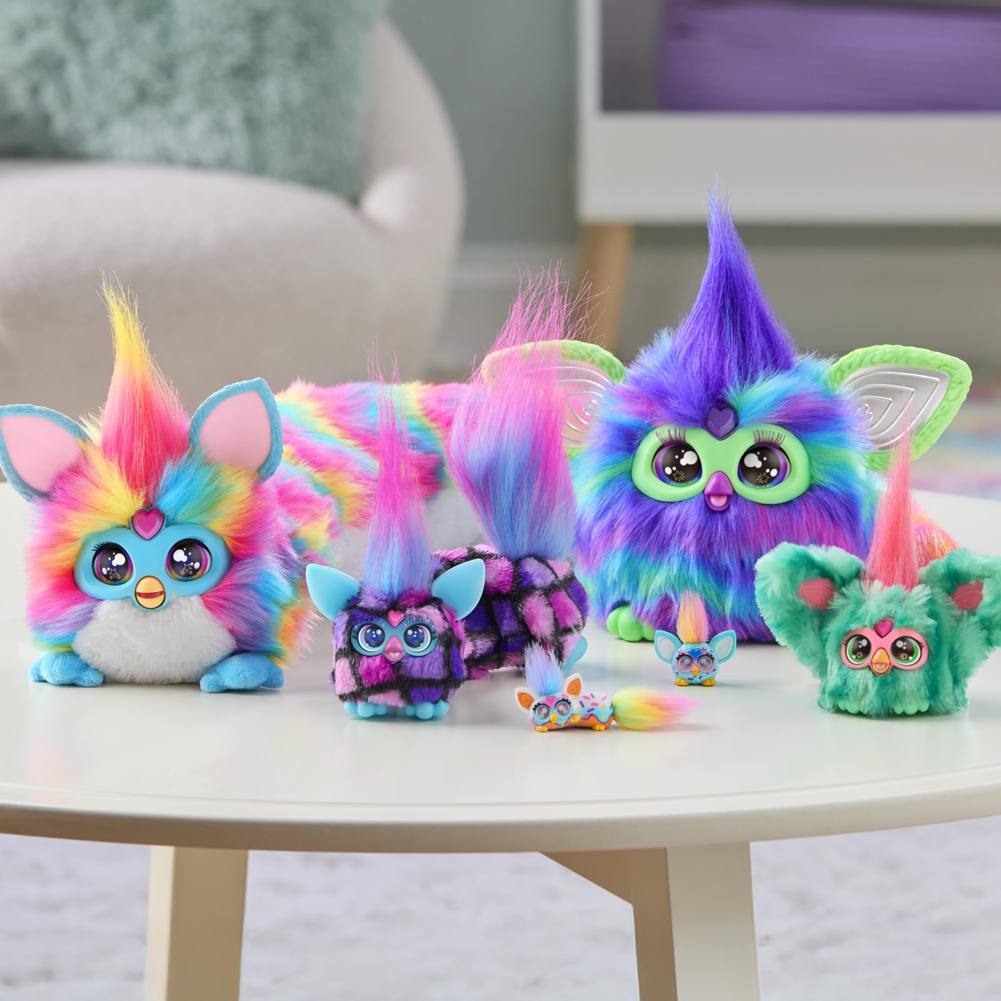 Furby DJ Furblets rainbow-cheetah print design sparks imaginative play.