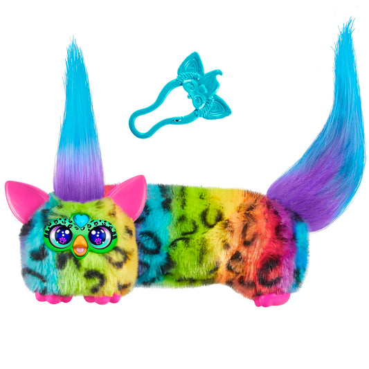 Furby DJ Furblets Rainbow-Kat with a stretchy body for silly play sessions.