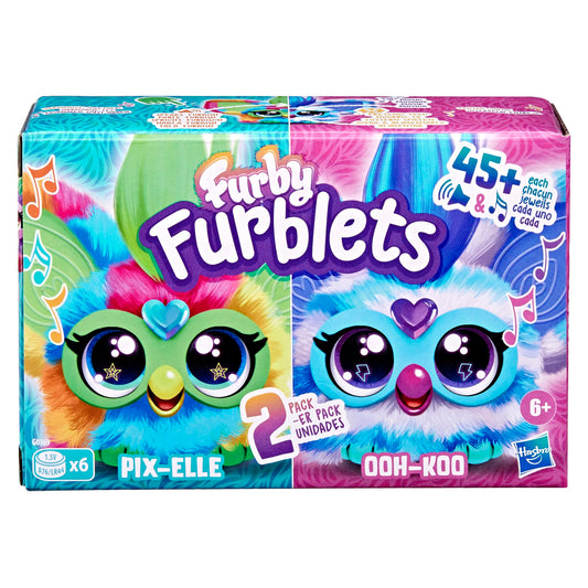 Furby Furblets Ooh-Koo Rockstar: blue-and-white striped fur fuels lively travel music.