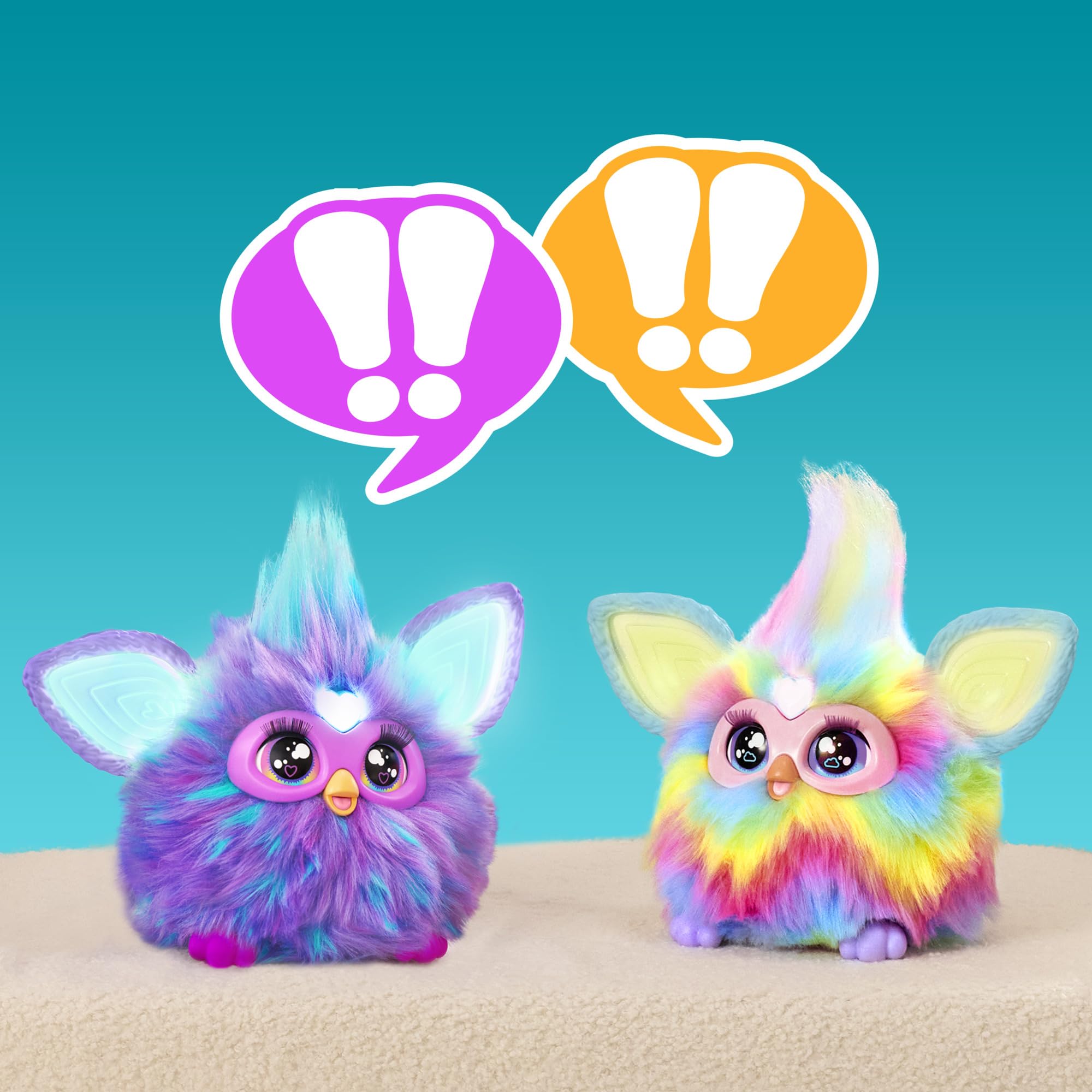 Furby hair care and dress-up options encourage grooming play.