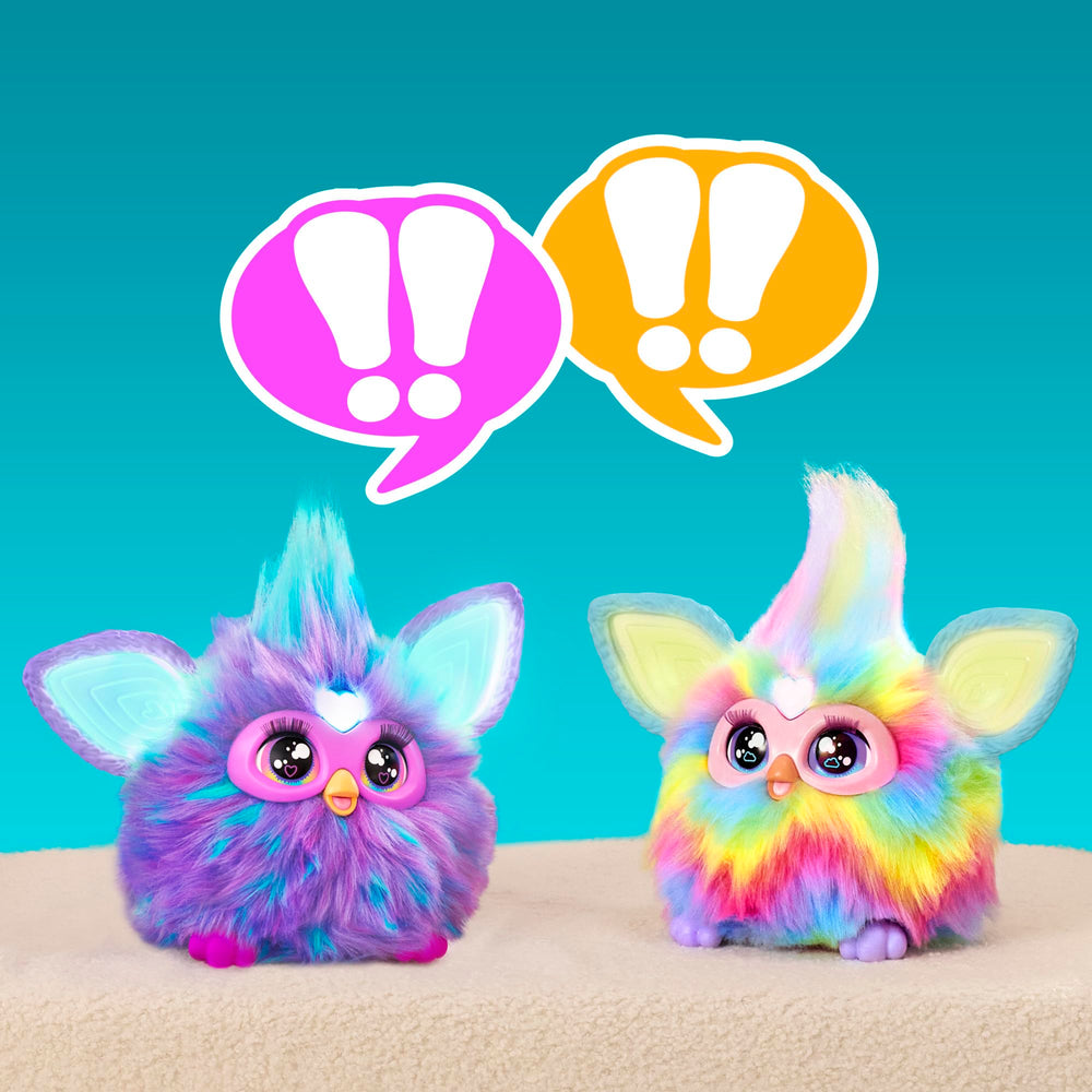 Furby hair care and dress-up options encourage grooming play.