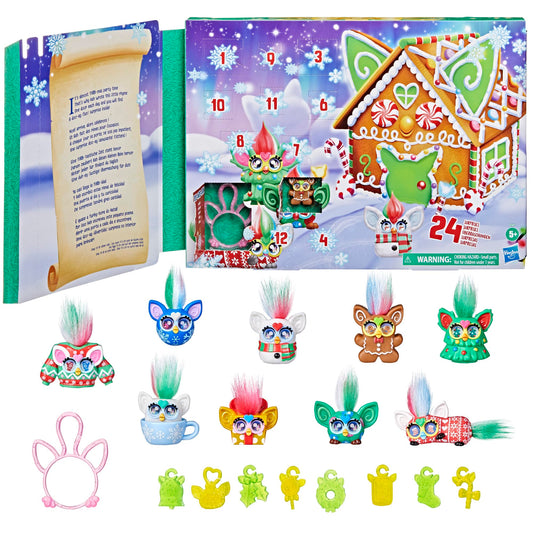 Furby Minis Advent Calendar cover inviting holiday countdown fun for kids
