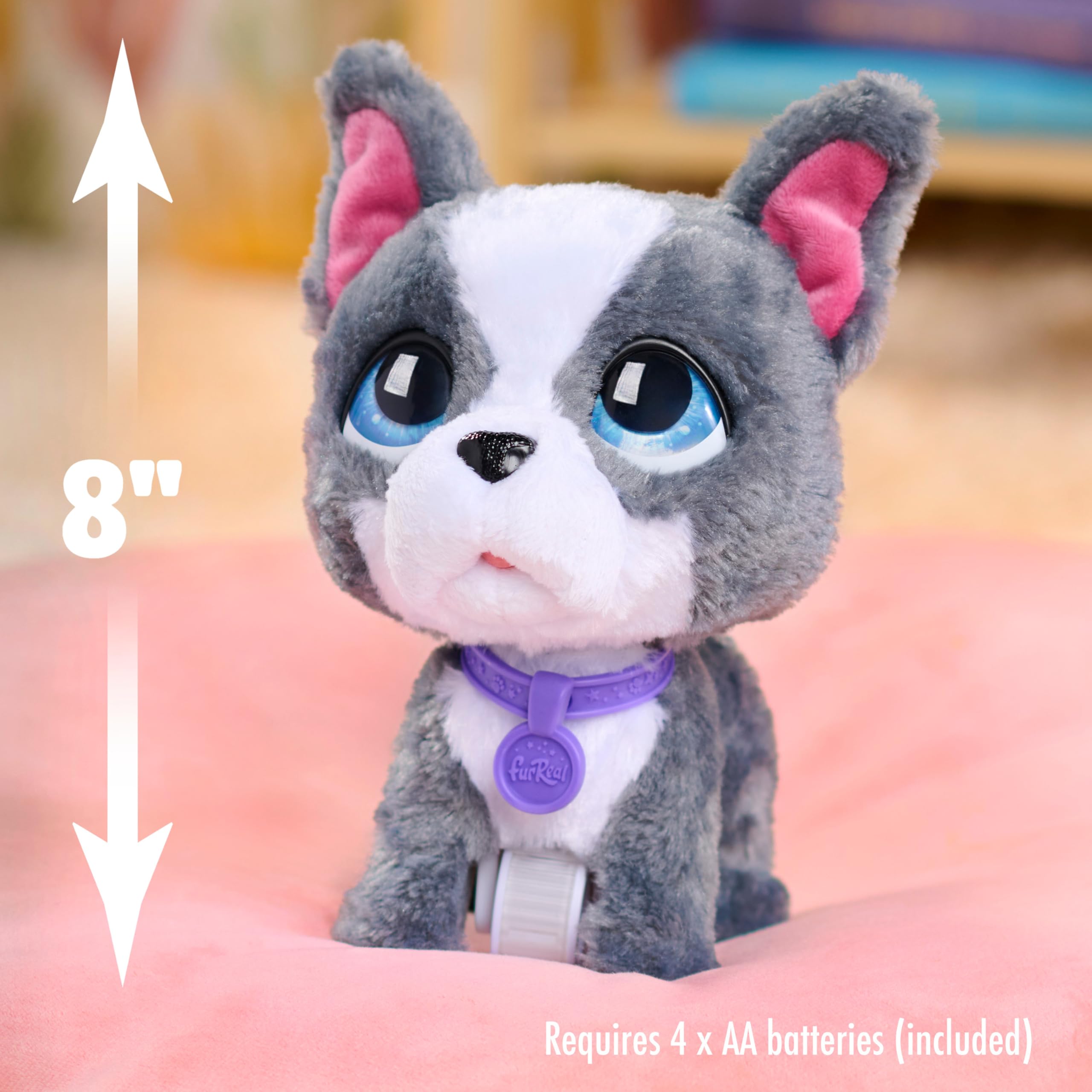 FurReal French Bulldog walking action with wobbling head demonstrating playful movement