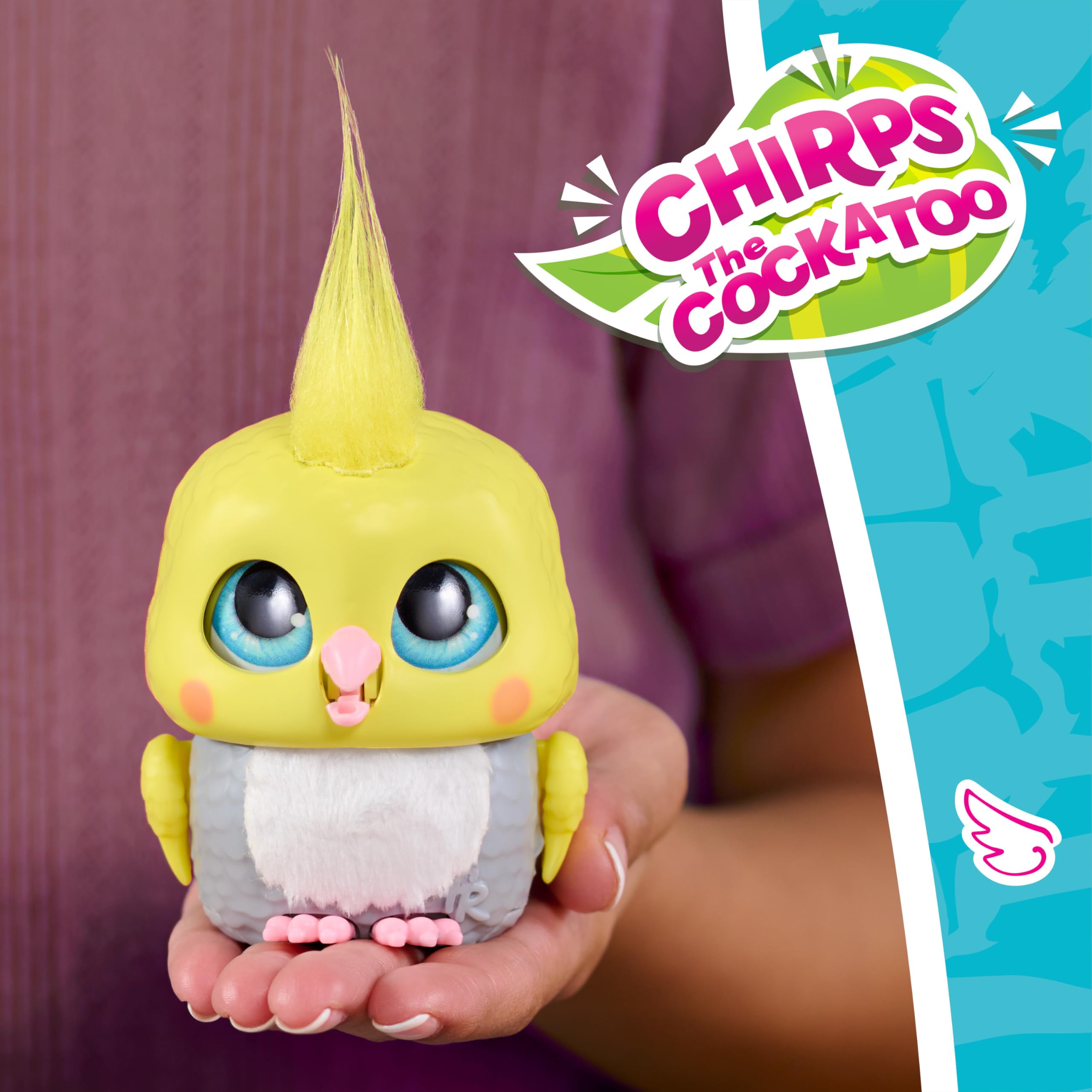 FurReal Handfuls Chirps tuft close up highlights soft tactile comfort during cuddles.