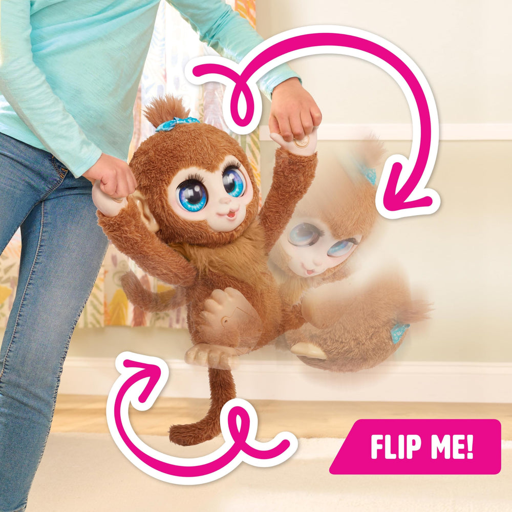 FurReal Peanut being fed with included banana bottle for pretend-care benefit