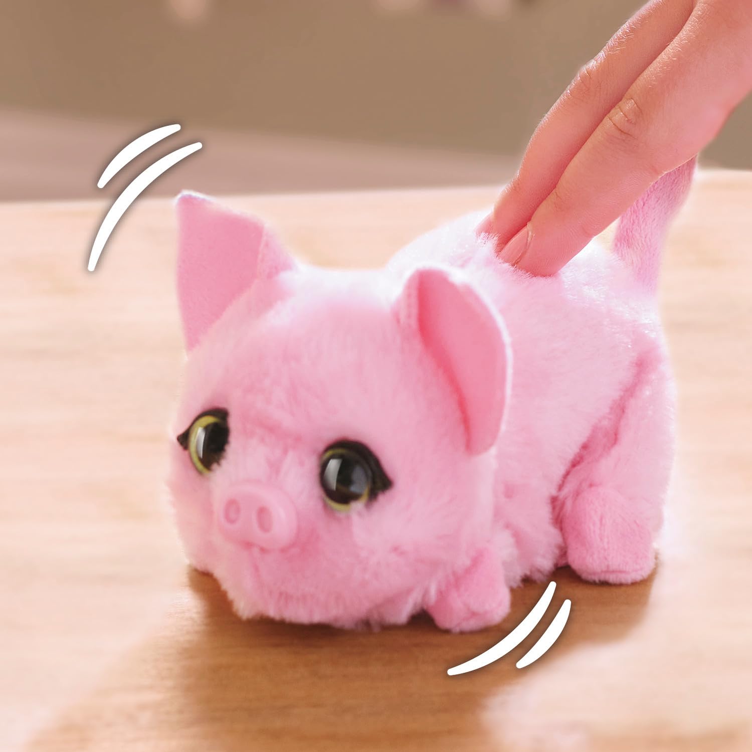 furReal piglet inside a backpack to show 5-inch portable size benefit