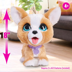 furReal Poop-A-Lots Corgi soft fur close-up for cuddly appeal.