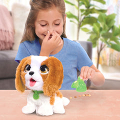 FurReal close-up of spaniel plush fur and sparkly green eyes emphasizing soft cuddles