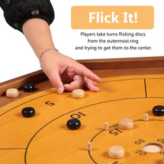 FURUISEN storage-ready crokinole board fits behind a dresser.