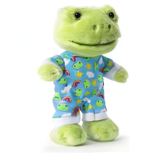 Furvana Green Frog Plush Easy Care – brush-clean design for quick tidy-ups.