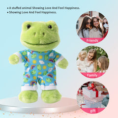 Furvana Green Frog Plush Texture Soft Fabric – irresistibly cuddly and durable for hugs.