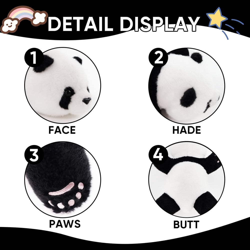 Furvana Plush Panda 12 inch size emphasizes portable cuddle companion and display charm.