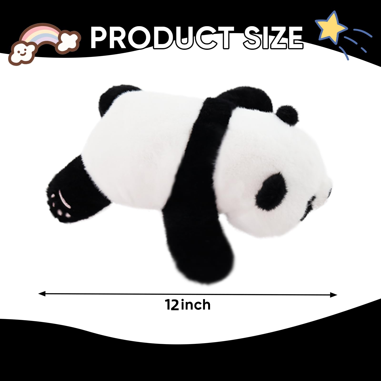 Furvana Plush Panda side profile showing durable stitching and friendly silhouette.