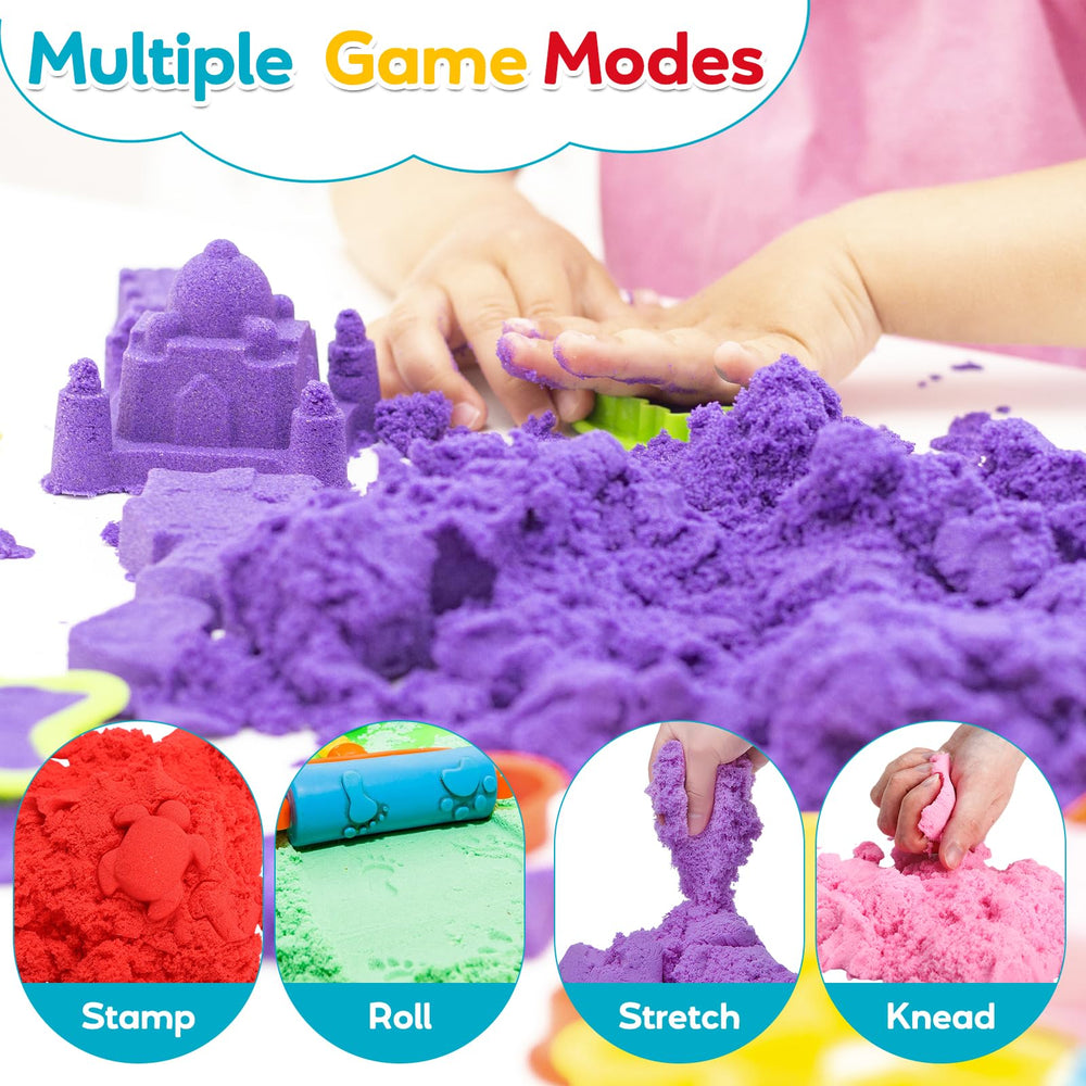 FURWEY play sand with mold tools close-up supports easy crafting.