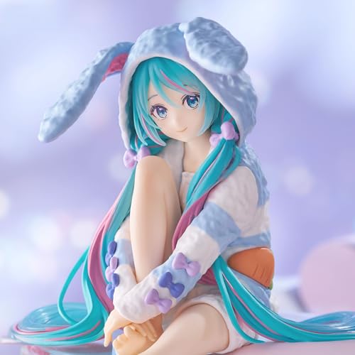 Furyu Hatsune Miku figure base stand included for stable tabletop display.