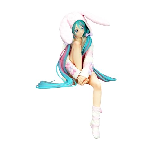 Hatsune Miku noodle stopper figure in rabbit ear hood pajama for playful display