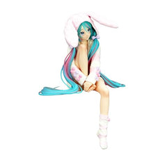 Hatsune Miku noodle stopper figure in rabbit ear hood pajama for playful display
