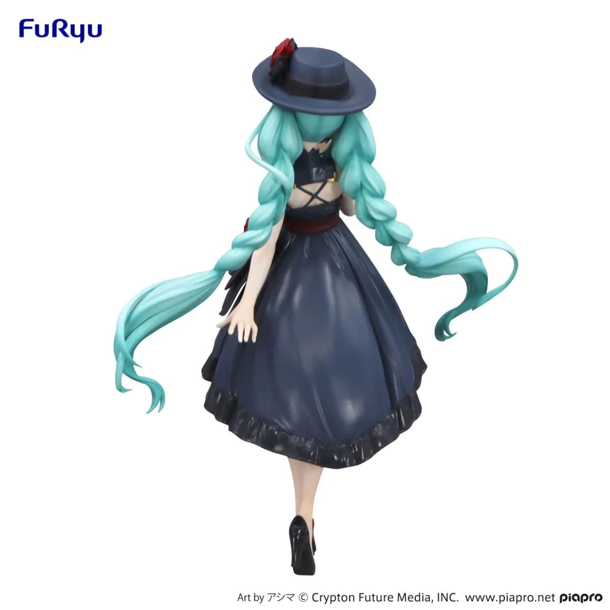 Furyu Hatsune Miku Trio-Try-iT figure, close-up detail, turquoise braid and rose hat